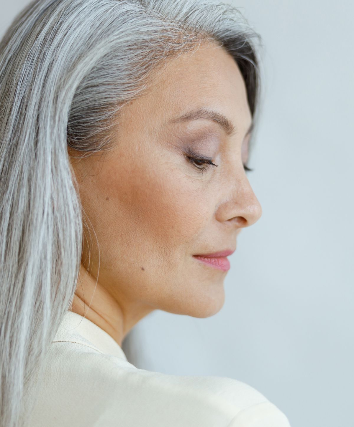 Charlottesville Neurotoxin Treatments model with silver hair.