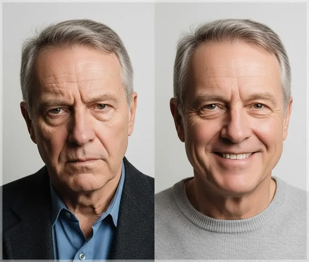 Transformation before and after fitness journey.